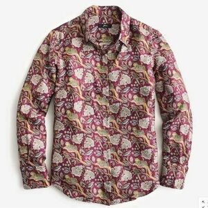 J. Crew Collections Silk Jungle Leopard Print Shirt Sz 2
